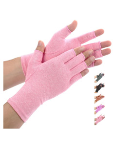 Guantes de Artritis Duerer Medianos Rosa Compresión Sin Dedos