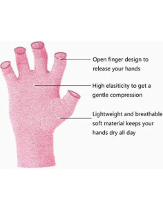 Guantes de Artritis Duerer Medianos Rosa Compresión Sin Dedos 2