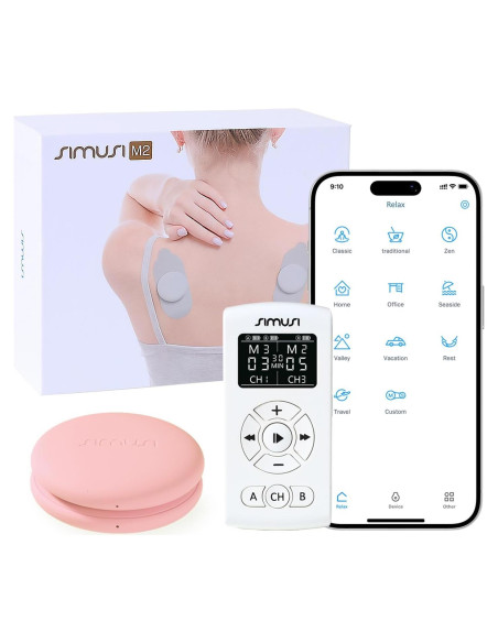 Masajeador TENS Inalámbrico SIMUSI Rosa - 18 Modos y Control APP