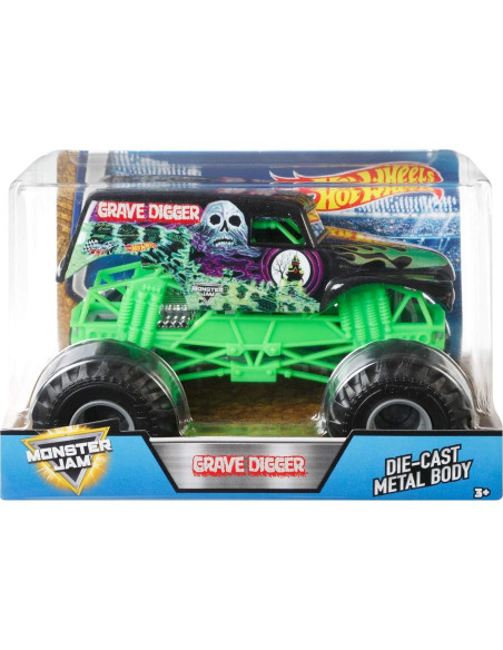 Vehículo Die-Cast Grave Digger Hot Wheels 1:24 Negro Verde