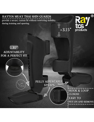 Protectores de Espinillas Raytos para Muay Thai y MMA - Mediano