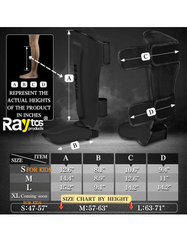 Protectores de Espinillas Raytos para Muay Thai y MMA - Mediano