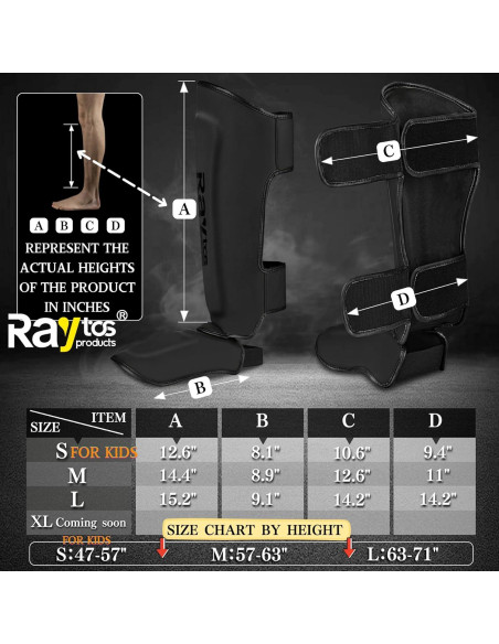 Protectores de Espinillas Raytos para Muay Thai y MMA - Mediano
