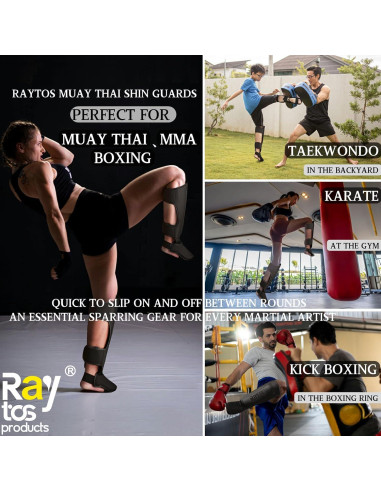 Protectores de Espinillas Raytos para Muay Thai y MMA - Mediano