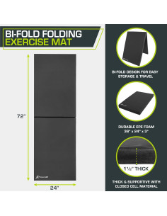 ProsourceFit Mat de Ejercicio Plegable Bi-Fold 91x63 cm Negro 2