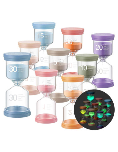 Paquete de 9 Temporizadores de Arena Luminosa Relaxweex