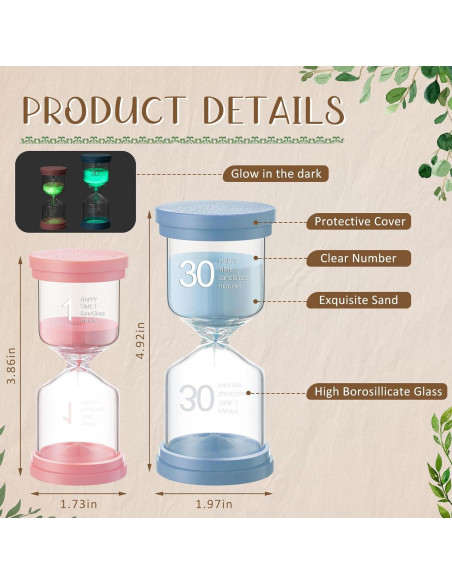 Paquete de 9 Temporizadores de Arena Luminosa Relaxweex