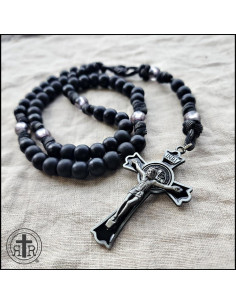 Rosario Rugged Monje Negro con Crucifijo Esmalte Negro 55.88 cm 2