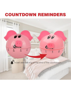 Temporizador Mecánico RileyFine WG013 Cerdito Rosa 60 Min 2