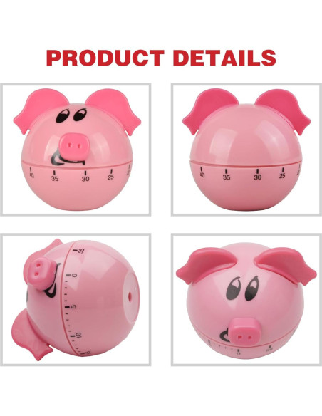 Temporizador Mecánico RileyFine WG013 Cerdito Rosa 60 Min