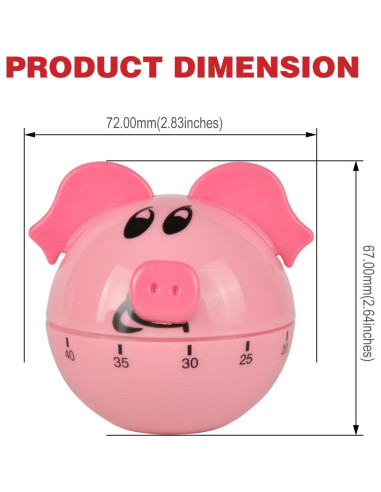 Temporizador Mecánico RileyFine WG013 Cerdito Rosa 60 Min