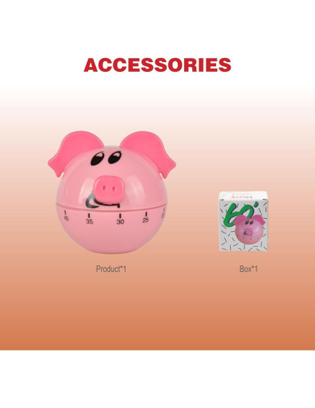 Temporizador Mecánico RileyFine WG013 Cerdito Rosa 60 Min