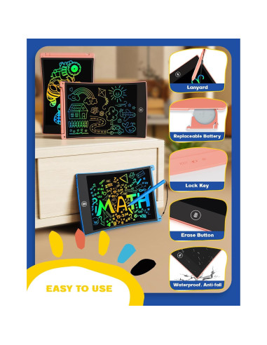 Tableta de Escritura LCD Bravokids 8.5" Colorida para Niños