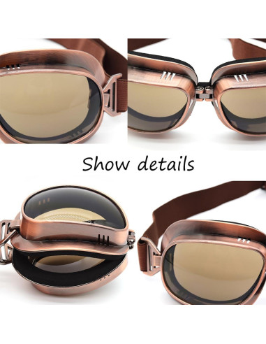 Gafas de piloto retro Cuhubyup UV para motocicleta y deportes
