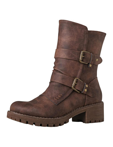 Botas de Motociclista Globalwin para Mujeres - Cuero Vegano Marrón