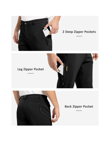Pantalones de Nieve Impermeables TBMPOY para Hombre 34 Negro
