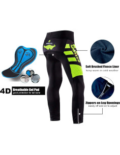 Pantalones de Ciclismo Sponeed para Hombre 4D Térmicos Verde 2