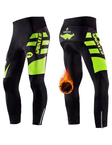 Pantalones de Ciclismo Sponeed para Hombre 4D Térmicos Verde