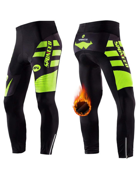 Pantalones de Ciclismo Sponeed para Hombre 4D Térmicos Verde