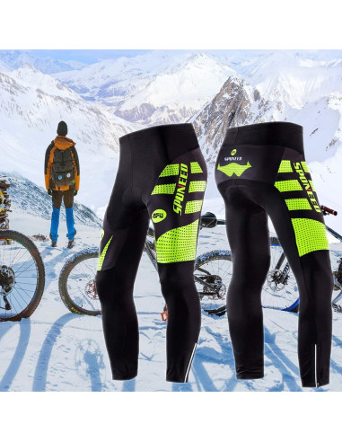 Pantalones de Ciclismo Sponeed para Hombre 4D Térmicos Verde