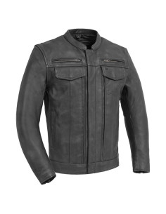 Chaqueta de Cuero para Motocicleta First MFG Co Raider XL Negra