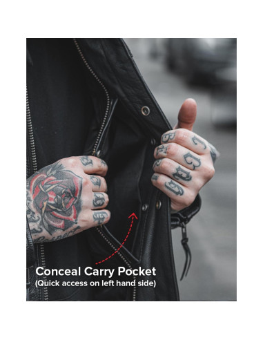 Chaqueta de Cuero para Motocicleta First MFG Co Raider XL Negra