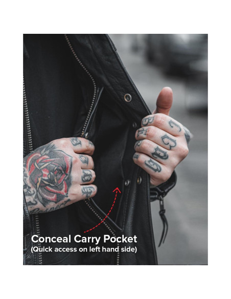 Chaqueta de Cuero para Motocicleta First MFG Co Raider XL Negra