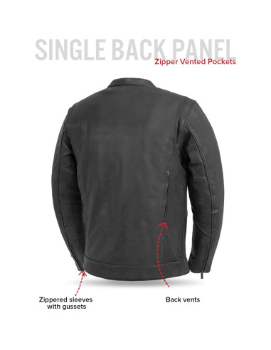 Chaqueta de Cuero para Motocicleta First MFG Co Raider XL Negra