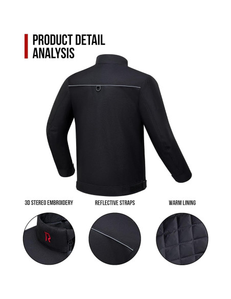 Chaqueta de Motocicleta RIDEIRON MJ5501 CE Negra S