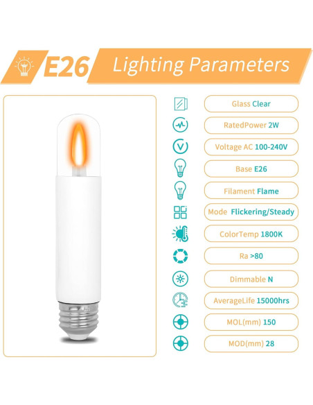 Bombillas LED Efecto Llama HEWA-Tech T9 2 Modos E26 2 Piezas