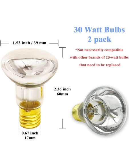 Bombillas de Reemplazo E17 R39 30W AHCCSD - Paquete de 2