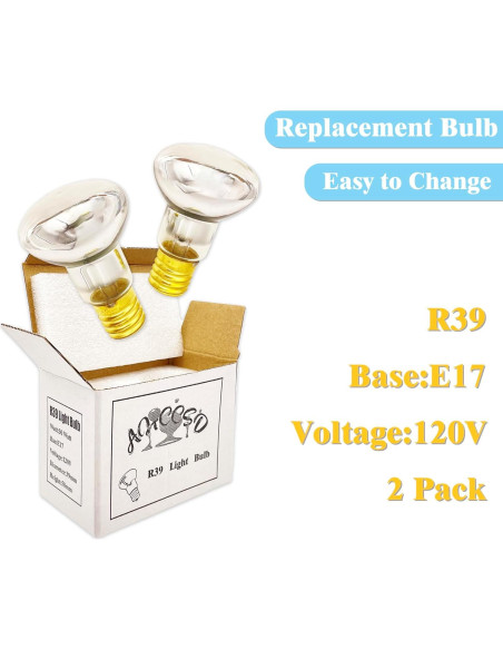 Bombillas de Reemplazo E17 R39 30W AHCCSD - Paquete de 2