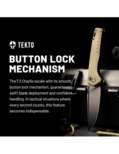 Cuchillo Plegable Tekto F3 Charlie 9" Acero D2 Verde G10