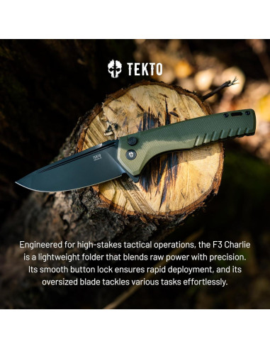 Cuchillo Plegable Tekto F3 Charlie 9" Acero D2 Verde G10
