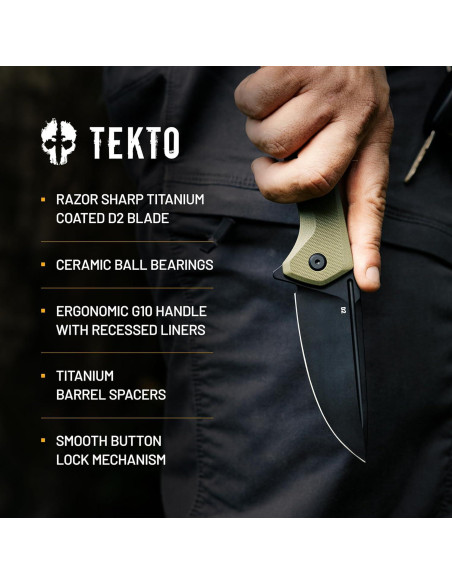 Cuchillo Plegable Tekto F3 Charlie 9" Acero D2 Verde G10