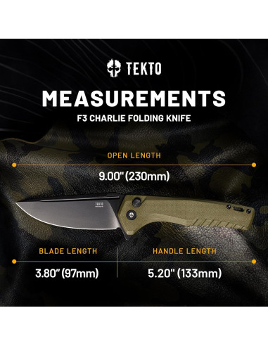 Cuchillo Plegable Tekto F3 Charlie 9" Acero D2 Verde G10
