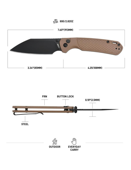 Cuchillo de Bolsillo CJRB Pyrite-Light 8.49 cm Acero AR-SFII