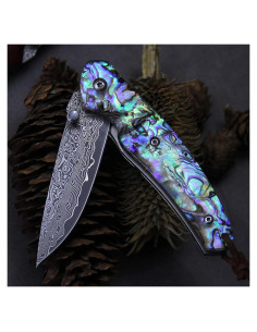 Cuchillo de bolsillo Omesio Damasco 9.4 cm Plegable Abulón