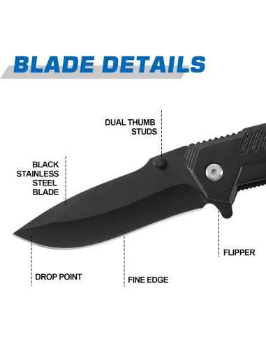 Cuchillo Táctico Plegable Milaloko P1_00A Acero Inoxidable