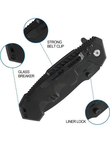 Cuchillo Táctico Plegable Milaloko P1_00A Acero Inoxidable