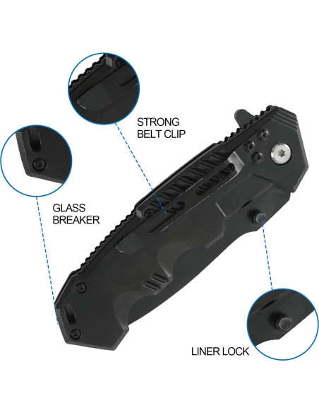 Cuchillo Táctico Plegable Milaloko P1_00A Acero Inoxidable