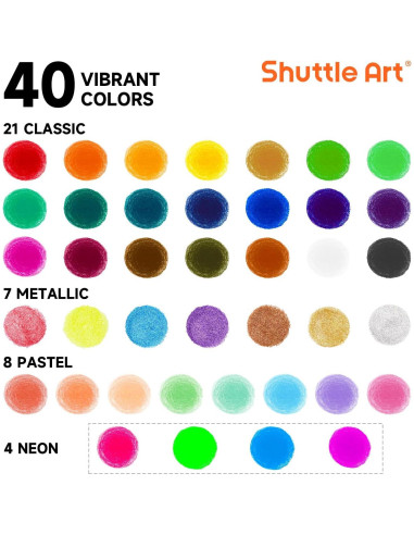 Barras de Pintura Tempera Shuttle Art 40 Colores Secado Rápido