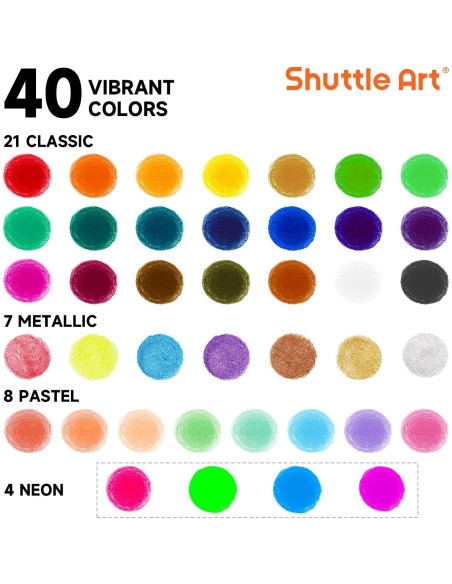 Barras de Pintura Tempera Shuttle Art 40 Colores Secado Rápido