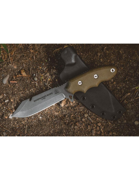 Cuchillo Bowie Backpackers TOPS Knives 8.26 cm con Funda Kydex