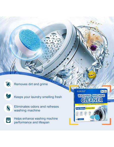 Tabletas Limpiadoras de Lavadora Fuputo 40 Pcs Ecológicas