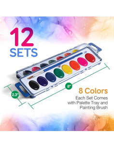 Conjunto de Pintura Acuarela Bedwina 12 Paquetes 8 Colores 2