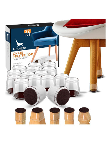 32 Protectores de Suelo ChairPro para Patas de Silla Silicona
