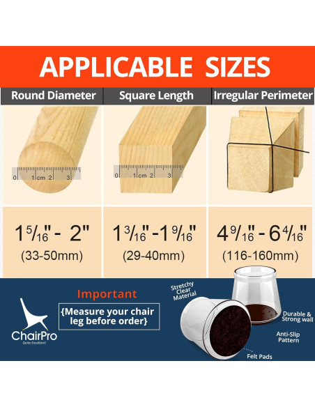 32 Protectores de Suelo ChairPro para Patas de Silla Silicona