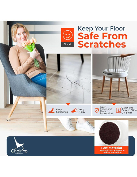 32 Protectores de Suelo ChairPro para Patas de Silla Silicona
