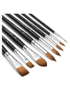 Juego de Pinceles de Acuarela Fuumuui 8Pcs Sable Kolinsky